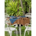 thumbnail image 4 of Outdoor Tablecloth with Umbrella Hole Zipper Brown Sweet Home Round Tablecloth 60" Waterproof Outside Table Cloth Modern Art Black Beige Checkered Patio Table Cover Tablecloths for Picnic Party, 4 of 8