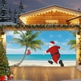 thumbnail image 2 of Fsddascl 7 x 8 Ft Christmas Garage Door Cover, Coastal Christmas Santa Large Garage Door Banner, Xmas Stocking Palm Tree Beach Hanging Garage Mural Background for Indoor Outdoor Xmas Party Supplies, 2 of 9