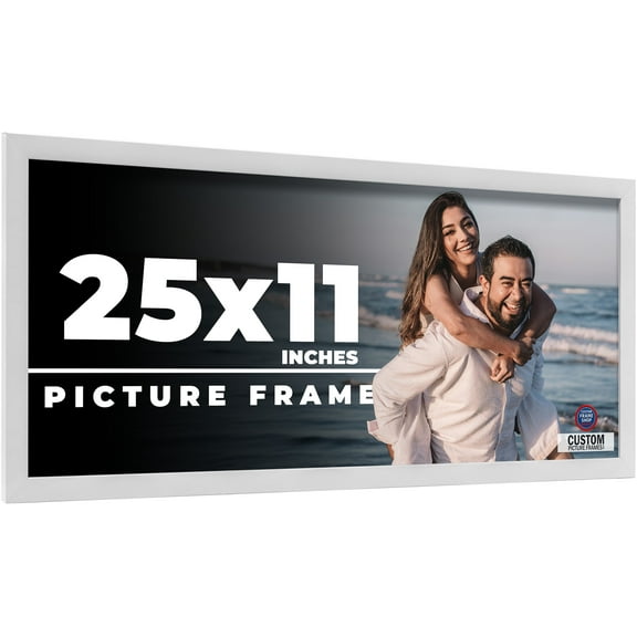 25x11 Frame White Real Wood Picture Frame Width 0.75 inches | Interior Frame Depth 0.5 inches |