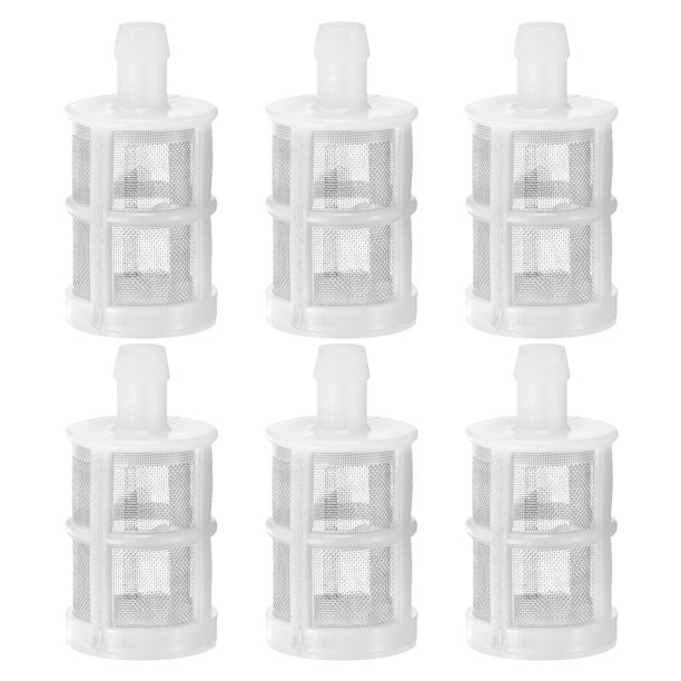 Filtros de manguera domésticos Uxcell de 6 paquetes con conexión de espiga de 3/8 (10 mm), colador de manguera de jardín de acero inoxidable de doble capa de 60 mallas