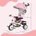 thumbnail image 2 of Qaba 6 in 1 Toddler Tricycle Stroller with Basket, Canopy, Pink, 2 of 6