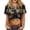 Saffron, variant on Women’s Halloween Handprint Graphic Henley Button Neck Short Sleeve Cotton Linen Shirt with Chest Pocket Casual Fit