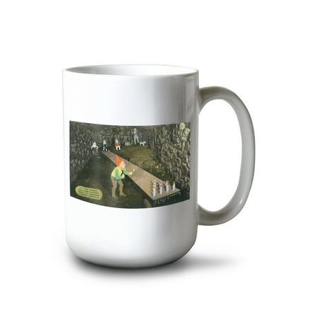 

15 fl oz Ceramic Mug Lookout Mountain TN Fairyland Caverns; Interior View of Rip Van Winkle Gnomes Bowling Dishwasher & Microwave Safe