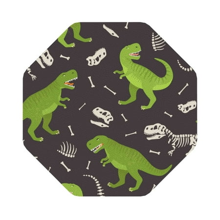 

Coaee Dinosaur Skeleton Print Leather Coasters Set of 6 Non-Slip Washable Cup Coasters for Home Office Bar Octagon