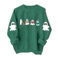thumbnail image 4 of TKLPEHG Womens Halloween Sweatshirt 2026 Fashion Bookish Reading Ghost Graphic Sweatshirt For Book Lover Long Sleeve Crewneck Funny Pullover (Green,S), 4 of 7
