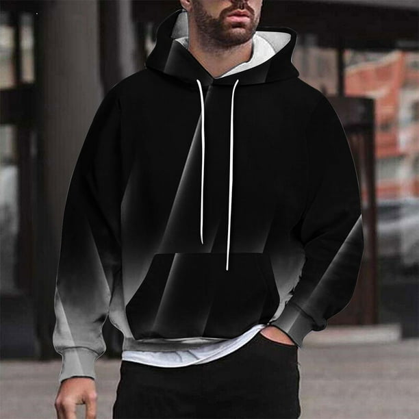 Sudadera con capucha para hombre, estilo casual, con cuello redondo, estampado, manga larga, blusa de poliéster