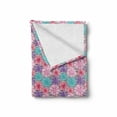 thumbnail image 2 of Dahlia Soft Flannel Fleece Throw Blanket, Aster Chrysanthemum Colorful Blooms over Horizontal Striped Minimalist Background, Cozy Plush for Indoor and Outdoor Use, 50" x 70", Multicolor, by Ambesonne, 2 of 6