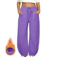 thumbnail image 2 of CFLVAEK Barrel Sweatpants for Women Loose Fit Wide Leg Baggy Lounge Sweatpant Casual Drawstring High Waisted Travel Pants with Pockets Purple S, 2 of 7