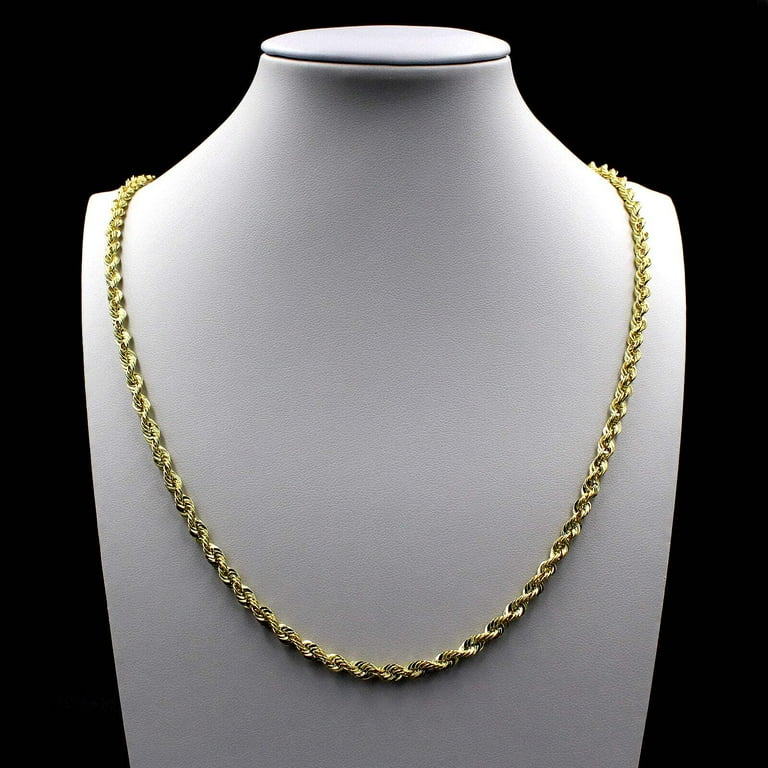 10K Yellow Gold Rope Chain Necklace 16'' 30