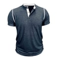 thumbnail image 5 of YTCAMLO Cotton Mens Henley Shirts Plus Size Classic T Shirts Soft Comfy Short Sleeve Tees Moisture Wicking Workout Tops Activewear, Navy XL, 5 of 7