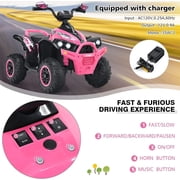 OLAKIDS Kids Ride on ATV, 12V 4 Wheeler Quad Toy Vehicle with Music, Horn, High Low Speeds, LED Lights, Electric Ride On Toy, Battery Powered Wheels Car for Children 3-8 Years Old