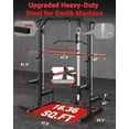 thumbnail image 2 of Memoryfield Smith Machine Home Gym, LAT Pulldown Cable System, Multi-Functional Squat Rack with Barbell Bar, Safety Spotter Arms & J Hooks for Full Body Strength Training, Black, 2 of 9