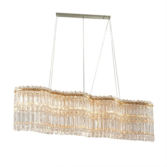 47X9X46",  Hanging Lamp Rectangular Crystal Chandelier Modern Chrome Chandelier Linear Rectangle Pendant Light Fixtures for Dining Room Luxury Long Chandelier for Living Room Kitchen Island 18750