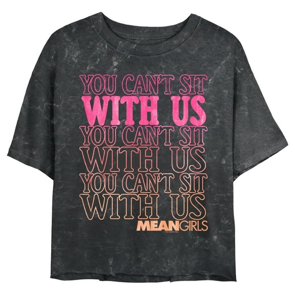 Junior's Mean Girls You Can’t Sit With Us Graphic Crop T-Shirt Black 2X Large