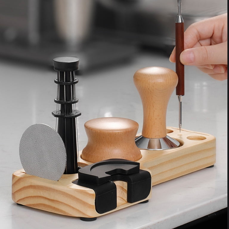 Café Tamper Station - Support Acier Inoxydable Et Silicone 14x7,5x6,5 Cm Pour Tamper Et Poudre Café