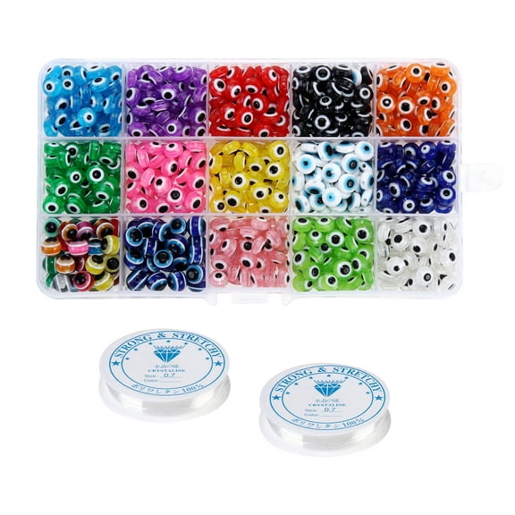 450pcs Evil Eye Beads Handmade Spacer Beads Loose Beads 15 Colors 8mm