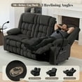 thumbnail image 5 of Manual Recliner Sofa, 3 Seater Reclining Couch with Fold-Down Console and Hidden Storage, Double Padded Recliner Sofa for Living Room, Apartment, RV (Grey), 5 of 10