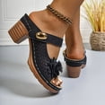 thumbnail image 5 of LOVZFMLL Sandals for Women Fashion Flower Cut Out Heels Sandals Slip On Open Toe Slides Outdoor Beach Vacation Summer Casual Footwear Black 8, 5 of 7