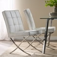 thumbnail image 2 of GDF Studio Danar Modern Bonded Leather Tufted Dining Chairs, Set of 2, White and Silver, 2 of 12