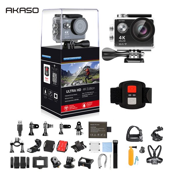 2 Battery AKASO EK7000 Action camera Ultra HD 4K WiFi 1080P/60fps 2.0