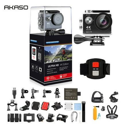 2 Battery AKASO EK7000 Action camera Ultra HD 4K WiFi 1080P/60fps 2.0 LCD 170D lens Helmet Cam Waterproof Pro Sports Camera+7 in 1 Camera