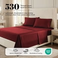 thumbnail image 4 of Superior Egyptian Cotton 530 Thread Count Deep Pocket Sheet Set, California King Size, Burgundy, 4 of 6