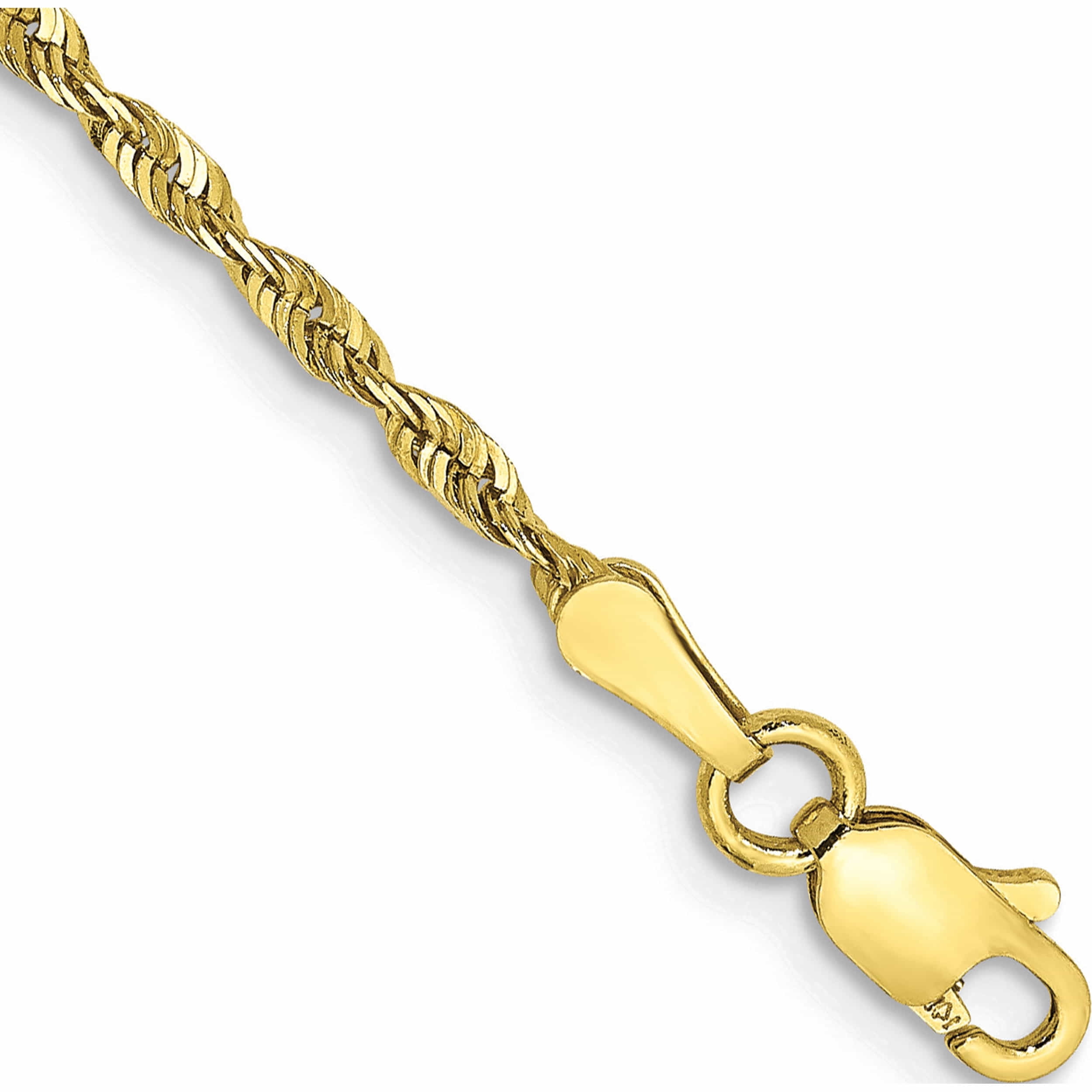 10K Yellow Gold 2.0mm ExtraLight D/C Rope Chain (7 X 2) Made In Peru