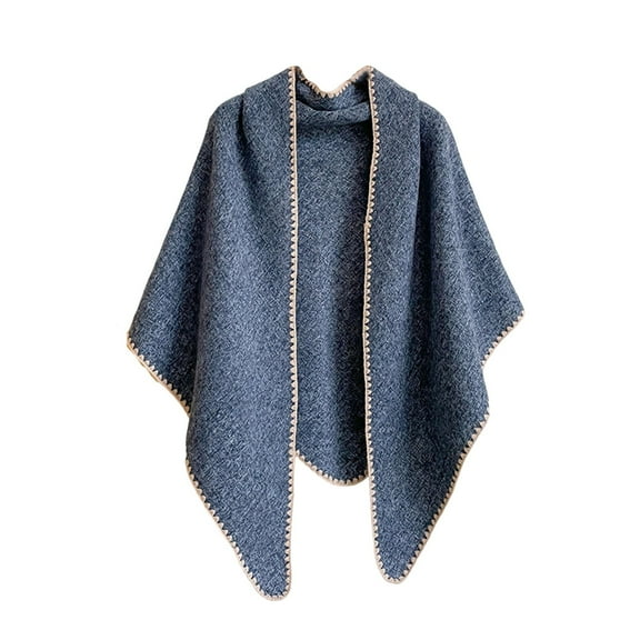 Betivan Women's Plus Size Shawl Cape Fall Winter Faux Mink Thick Plaid Knitted With Sleeves Tassel Design Versatile Qipao Matching Casual Daily Wear Scarf