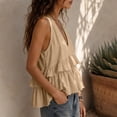 thumbnail image 6 of Womens Cotton Linen Tank Top Sleeveless V Neck Babydoll Peplum Blouse Loose Fit Ruffle Hem Flowy Summer Tops, 2026 New Limited-time Off, 6 of 7