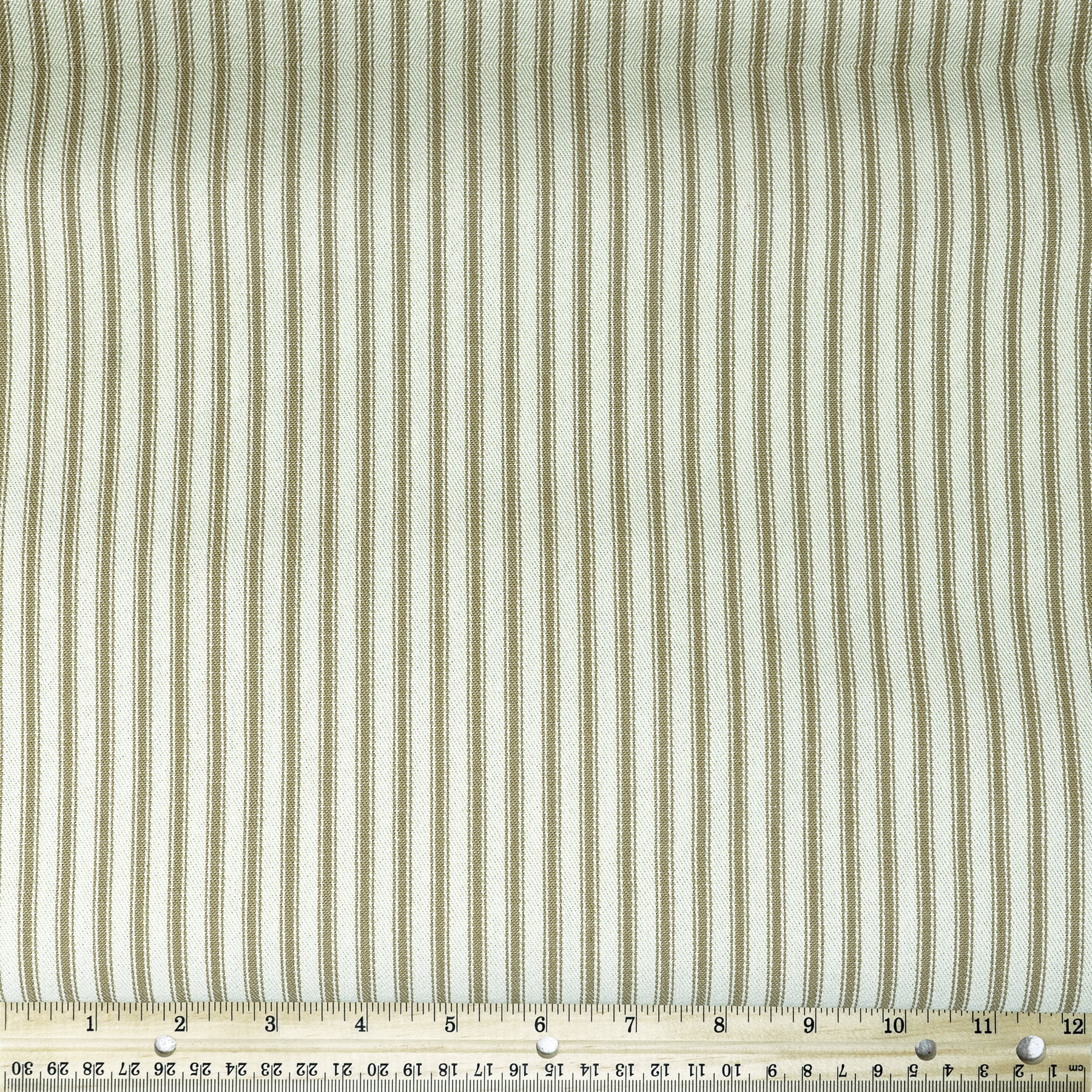 Drapery Upholstery Fabric 4.5" Premium Cotton Stripe in Black Gray & Khaki Tan 
