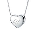 thumbnail image 1 of Personalized Plain Simple Engravable Script Alphabet Letter U Initial Monogram Heart Pendant Necklace Slide Pendant for Women for Girlfriend Polished .925 Sterling Silver Custom Engraved, 1 of 4