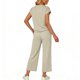 thumbnail image 2 of Top y falda Conjunto de las mujeres de la moda de color sólido suelto de manga corta con cuello en V con pantalones cortados de pierna ancha Set de bolsillo Pantalones y Top Set para las mujeres, 2 of 6