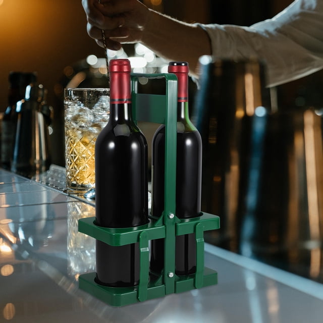 unbranded Portabotellas De Plástico Verde Plegable Para Transportar Y Almacenar Con