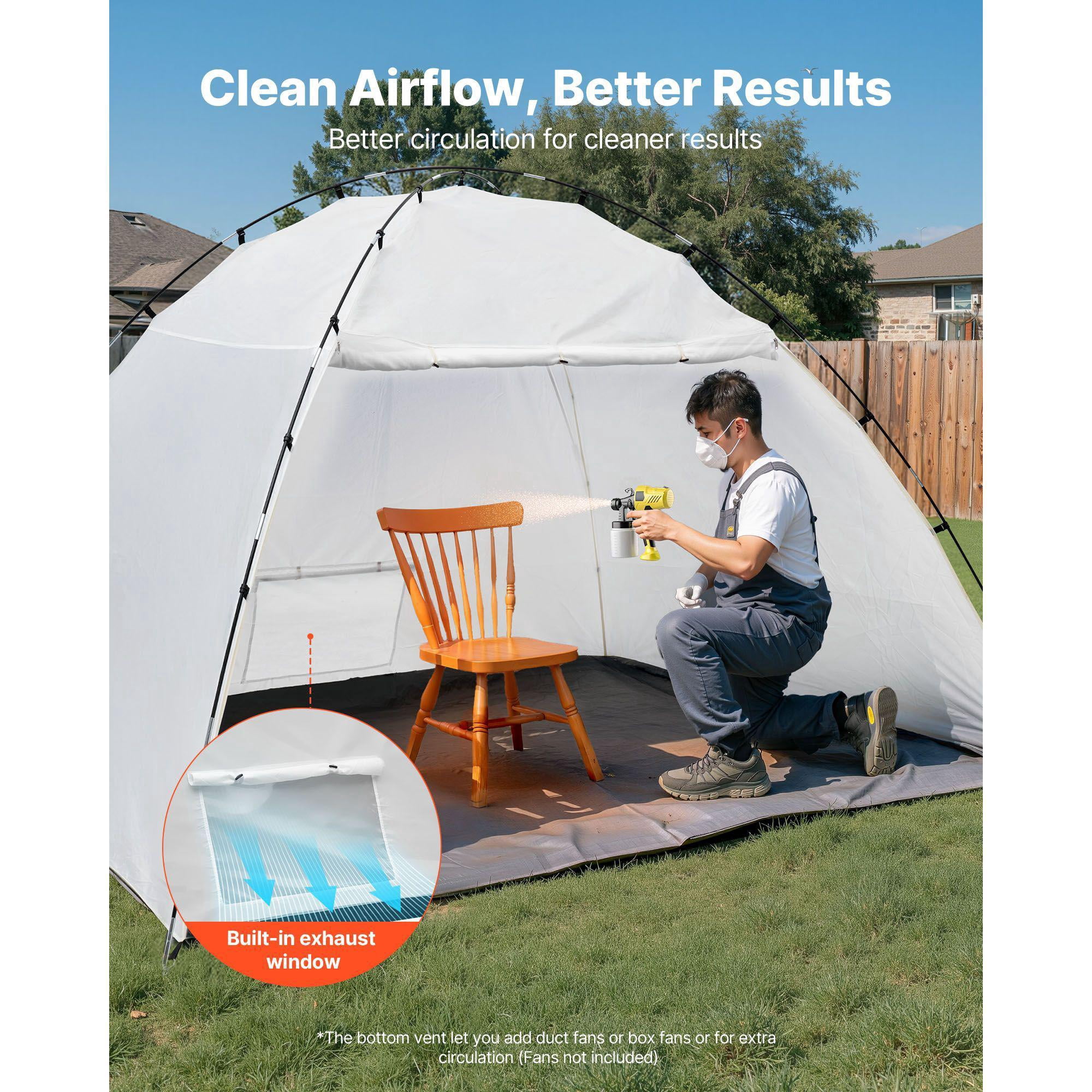 Portable Paint Booth Tent 115.35x90.55x74 Inch Large Spray Shelter with Built-in Floor Mesh Screen Oxford Painting Station for Furniture