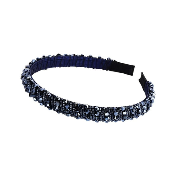 MDUKONU Fashion Sparkle 4 Rows Rhinestone Headbands Beaded Hair Band Navy
