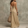 thumbnail image 4 of ClodeEU Women's Halter Neck Sleeveless Midi Dress,Bodycon Casual Summer Dress Khaki,Women's Plus XL, 4 of 8