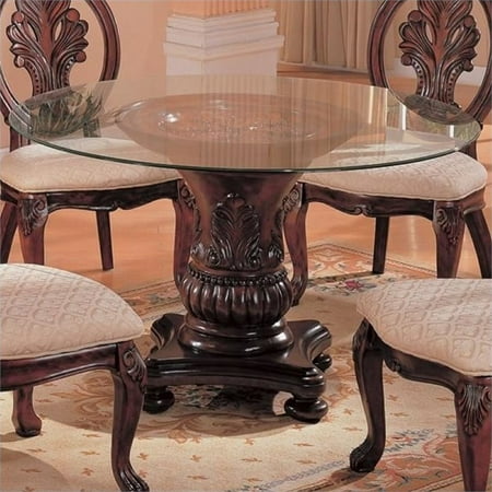 Bowery Hill 42 Round Glass Top Dining Table In Dark Cherry