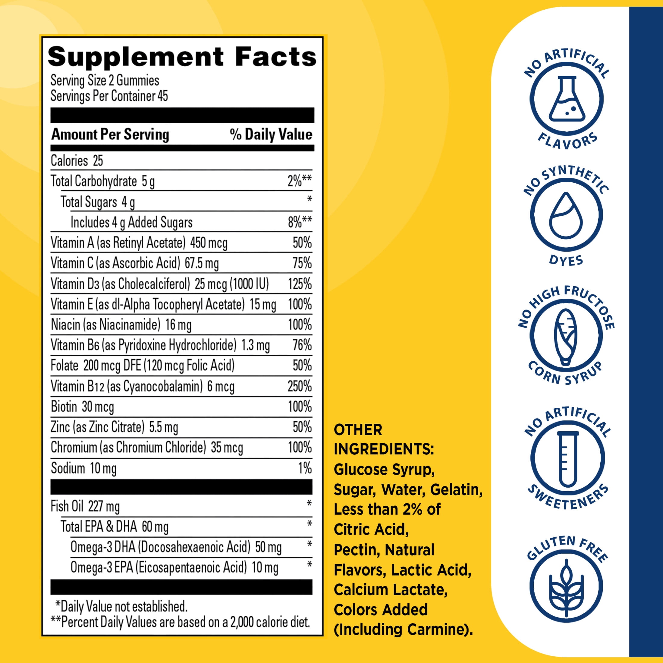 Nature Made Mens Multivitamin + Omega-3 Gummies for Daily Nutritional Support, 90 Count