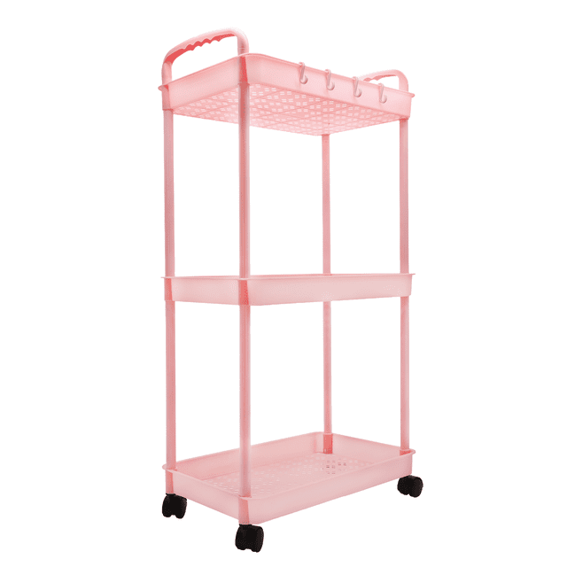 Carrito Auxiliar Organizador STYRKA Multiusos 3 Niveles con Ruedas Rosa