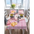thumbnail image 3 of Pink Easter Bunny Rectangle Tablecloth, Spring Easter Eggs Chicken Floral Plaid Waterproof & StainResistant Tablecloth, Washable Oil-proof Table Cover for Dining/Party/Wedding/Camping/Buffet 60x84 In, 3 of 9