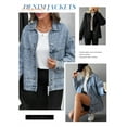 thumbnail image 3 of Eytino Jean Jacket for Women Denim Jackets Oversized Boyfriend Drop Shoulder Button Front Jean Jacket Coat with Pockets, 3 of 9