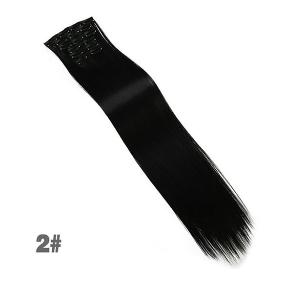 Amdohai 24in Clip in Hair Extensions 1 Set 6 Pcs 16 Clips High Temperature Fiber Invisible & Secure Clips Double Weft, 2#