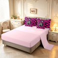 thumbnail image 3 of Manfei Fashion Grid Initial A 7-Piece Twin Bedding,Pearl Print Bedding Comforter Set,Black Pink,Pink Reversible, 3 of 7