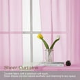 thumbnail image 2 of Patin Light Pink Sheer Curtains 36 Inch Length 2 Pcs, Kitchen Curtains Rustic Short Voile Airy Solid Color, Light Filtering Drapes Rod Pockets for Cafe Bedroom Basement, Each Panel 42" W x 36" L, 2 of 9