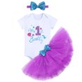 thumbnail image 2 of IBTOM CASTLE Toddler Baby Girls Mermaid 1st Birthday Outfit Princess Romper + Tutu Skirt + Shiny Bowknot Headband Cake Smash Clothes Set, 3-Piece, 2 of 8
