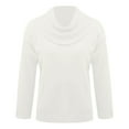 thumbnail image 4 of WTXUE Women's Cowl Neck Sweater Elegant Casual Soft Knit Long Sleeve Pullover Sweaters Loose Fit Top Tunic Sweaters Fall Outfits Outwear White L, 4 of 5