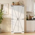 thumbnail image 3 of 72" H Farmhouse Storage Cabinet with Adjustable Shelves, Large Pantry Organize with 2 Barn Doors, Tall Freestanding Cabinet, White, 3 of 9