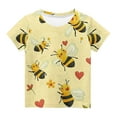 thumbnail image 2 of BLTIBY Toddler Girls Boys T-shirt Summer Short Sleeve Printed Tee Kids Round Neck Fashion Lightweight Pullover Tops 2025 Yellow 4-5 Years, 2 of 3