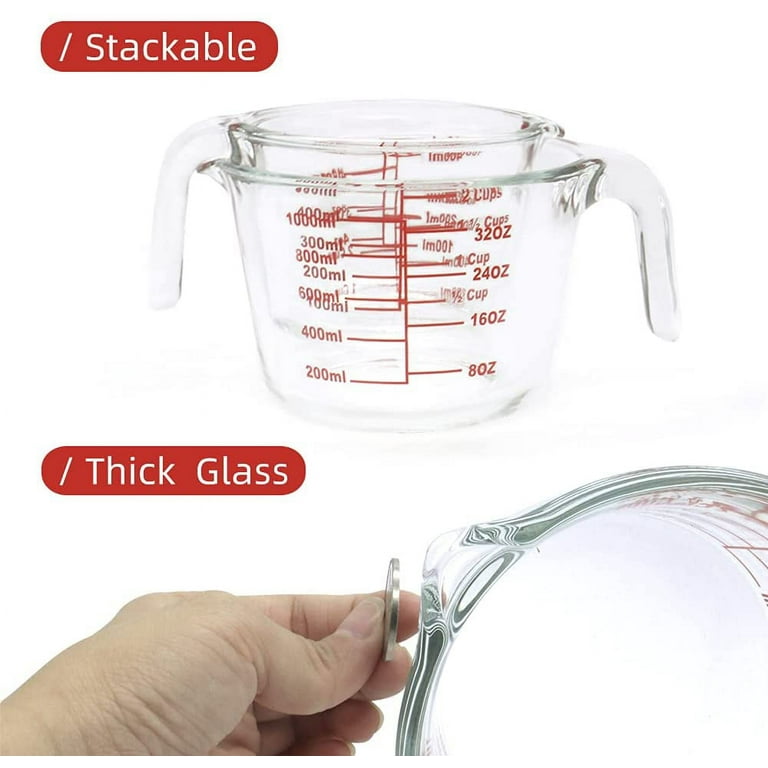 Glass and Silicone Wet / Dry Measuring Jug / Cup (Available in Small 17oz  or Large 34oz)