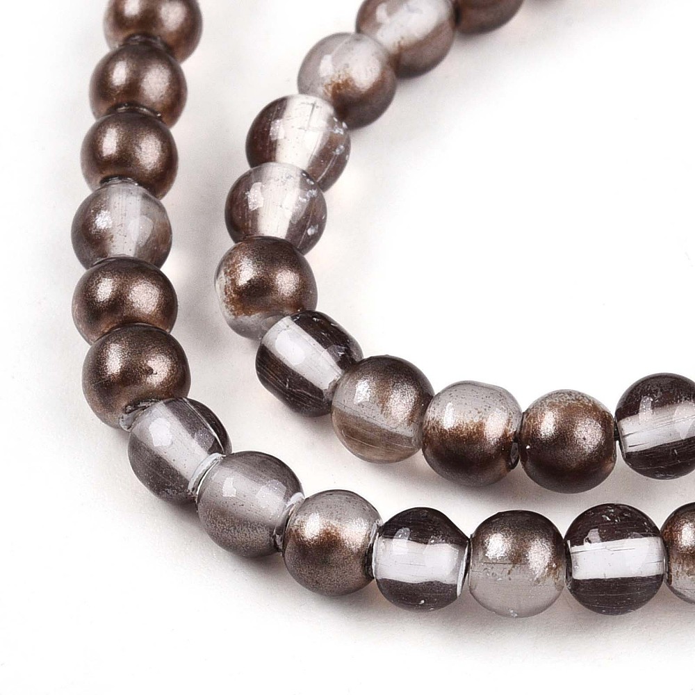 20strands Baking Painted Transparent Glass Beads Strands Round Two Tone Saddle Brown 4~5mm Hole: 0.7mm about 186~193pcs/strand 29.53~31.10 inch(75~79cm)
